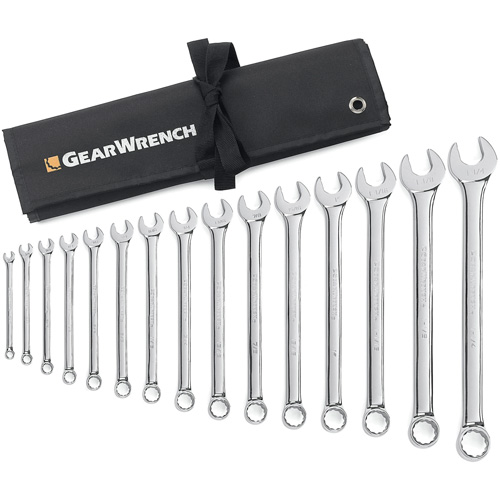 12-Point Long Pattern Wrench Set with Tool Roll, Combination, 15 Pieces, Imperial Oxford Builders Supplies Inc