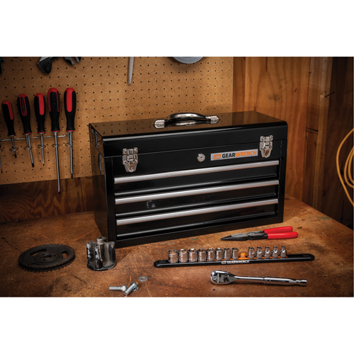 Boîte &agrave; outils portative, 20" la, 3 tiroirs, Noir Oxford Builders Supplies Inc
