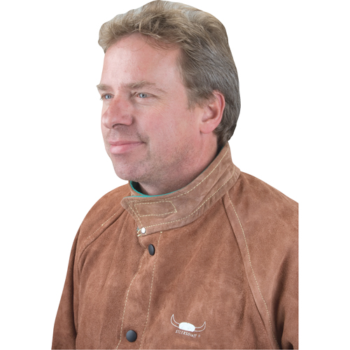 Welding Jacket, Leather, 4X-Large, Lava Brown Oxford Builders Supplies Inc