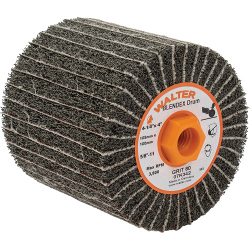 ALLSTEEL Two-In-One Finishing Drums, 4-1/4" Dia. x 4" W, 5/8"-11 Arbor, 80 Grit Oxford Builders Supplies Inc
