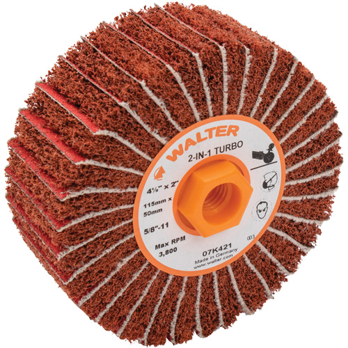 Tambours turbo Two-In-One, 4-1/2" dia. x 2" la, 5/8"-11 Arbre, Grain 60 Oxford Builders Supplies Inc