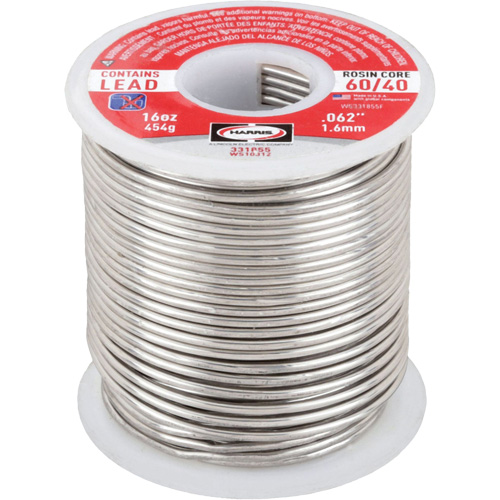 Brasure au plomb 60/40 &agrave; noyau de colophane, &agrave; base de plomb, 60 % d'&eacute;tain, 40 % de plomb, &acirc;me Colophane, dia. 1/16" Oxford Builders Supplies Inc