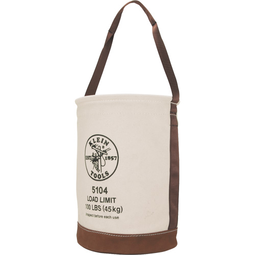 Seau avec fond en cuir, 17" h, Toile, Beige Oxford Builders Supplies Inc