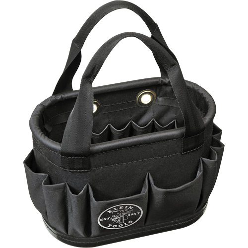 Seau a&eacute;rien &agrave; corps dur avec 29 poches, 14" lo x 10" h, Polyester, Noir Oxford Builders Supplies Inc