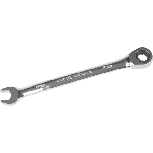Metric Ratcheting Combination Wrench, 12 Point, 8 mm, Chrome Finish Oxford Builders Supplies Inc