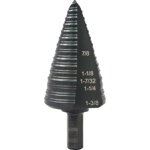 #12 Multi-Hole Step Drill Bit, 7/8" - 1-3/8" , 1/16" Increments, High Speed Steel Oxford Builders Supplies Inc