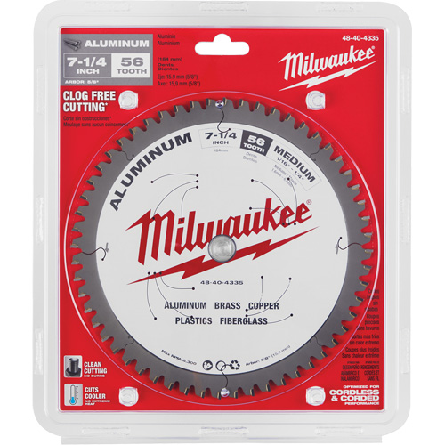 Aluminum Cutting Circular Saw Blade, 7-1/4", 56 Teeth, Plastic/Fibreglass/Non-Ferrous Use Oxford Builders Supplies Inc