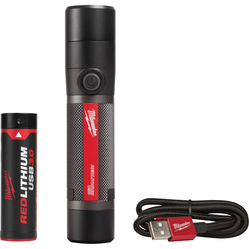 USB Compatible Compact Flashlight, LED, 800 Lumens, Rechargeable Batteries Oxford Builders Supplies Inc