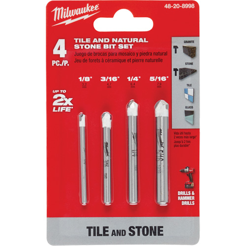 Natural Stone Bit Set, 4 Pieces, Carbide Oxford Builders Supplies Inc