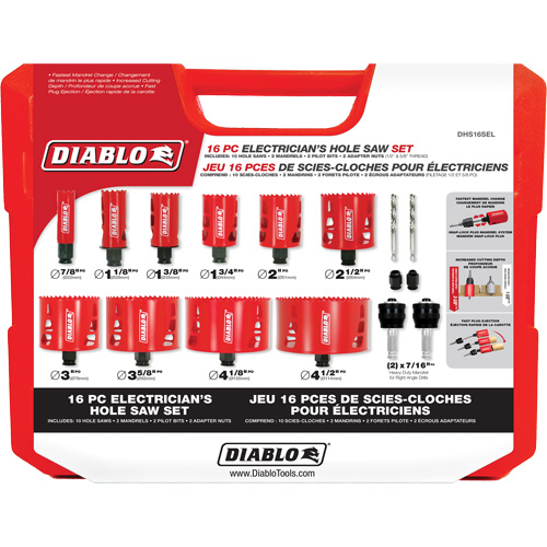Electrician's Bi-Metal Hole Saw Set, 16 Pieces Oxford Builders Supplies Inc