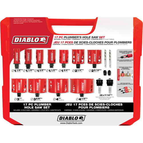 Plumber's Bi-Metal Hole Saw Set, 17 Pieces Oxford Builders Supplies Inc