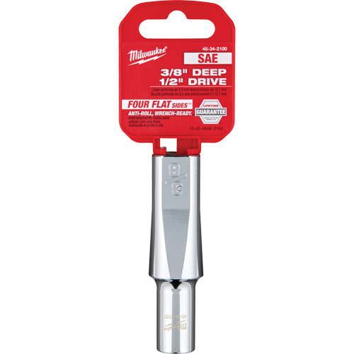 SAE Socket with Four Flat Sides, 3/8", 1/2" Drive, 6 Points, Deep Oxford Builders Supplies Inc