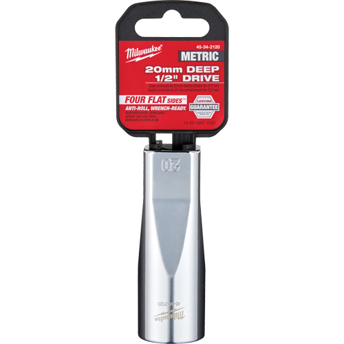 Metric Socket with Four Flat Sides, 20 mm, 1/2" Drive, 6 Points, Deep Oxford Builders Supplies Inc
