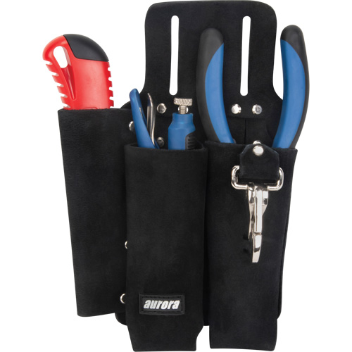 Lineman's Tool Pouch, Multiple Tool Holder, Leather, 3 Pockets Oxford Builders Supplies Inc