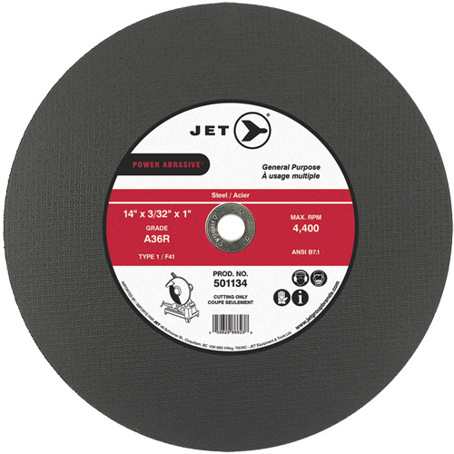 Meule &agrave; tronçonner Power Abrasive A36R, 14" x 3/32", Arbre de 1", Type 1, 4400 Tr/min Oxford Builders Supplies Inc