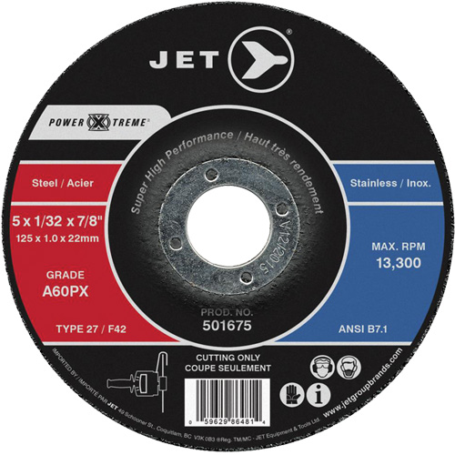 Meule &agrave; tronçonner Power-Xtreme A60PX, 6" x 3/64", Arbre de 7/8", Type 27, 10 200 Tr/min Oxford Builders Supplies Inc