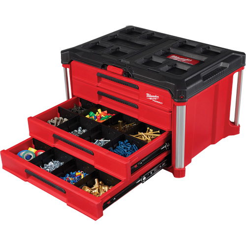 PackOut 4-Drawer Tool Box, 16-3/10" x 22-1/5" x 14-3/10", Red Oxford Builders Supplies Inc