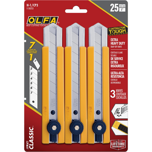 H-1 Classic Extra Heavy-Duty Utility Knife with Rubber Grip Inset, 25 mm Oxford Builders Supplies Inc