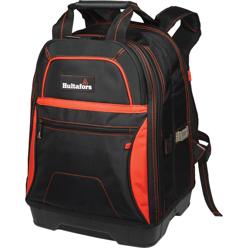 Molded Base Bottom Tool Backpack, Black/Red, Ballistic/Polyester Oxford Builders Supplies Inc