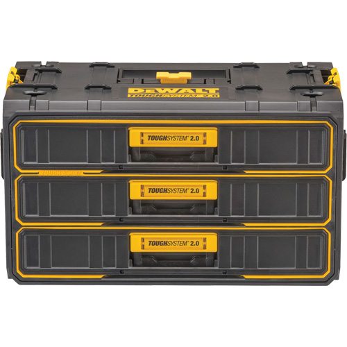 ToughSystem&reg; 2.0 Three-Drawer Unit, 21-4/5" x 12-3/10" x 12-3/5", Black/Yellow Oxford Builders Supplies Inc