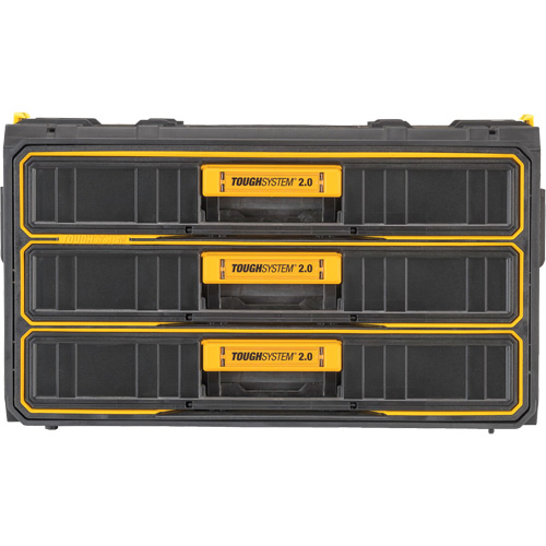 ToughSystem&reg; 2.0 Three-Drawer Unit, 21-4/5" x 12-3/10" x 12-3/5", Black/Yellow Oxford Builders Supplies Inc