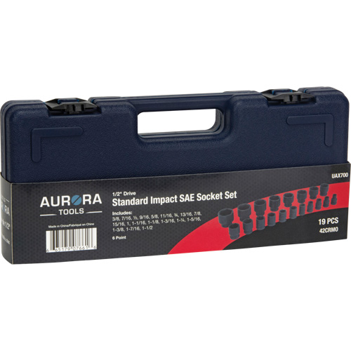 SAE Socket Set, 19 Pcs, Impact, 1/2" Drive Size Oxford Builders Supplies Inc