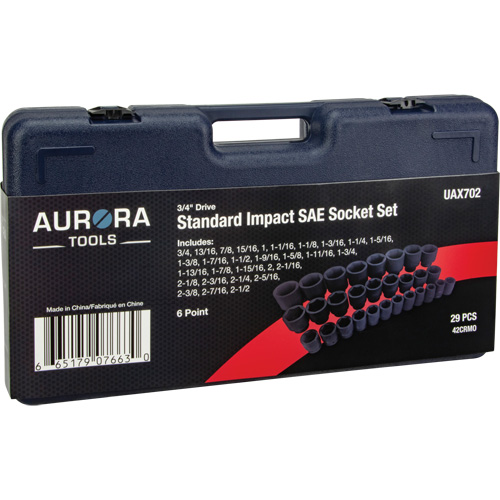 SAE Socket Set, 29 Pcs, Impact, 3/4" Drive Size Oxford Builders Supplies Inc