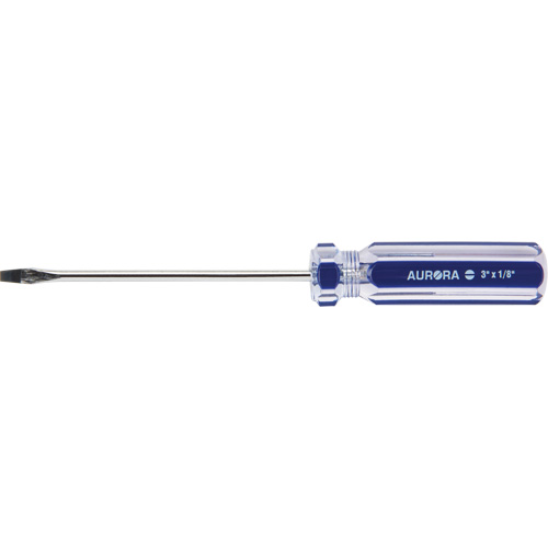 Tournevis &agrave; fente bleu transparent avec bandes , Tige de 1/8", Ronde, Prise en Plastique Oxford Builders Supplies Inc
