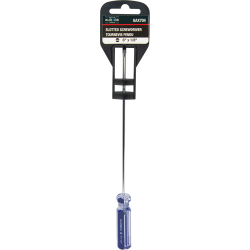 Tournevis &agrave; fente bleu transparent avec bandes, Tige de 1/8", Ronde, Prise en Plastique Oxford Builders Supplies Inc