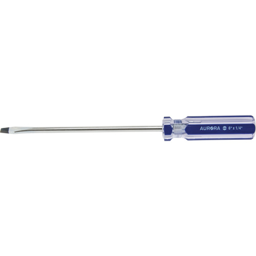 Tournevis &agrave; fente bleu transparent avec bandes, Tige de 1/4", Ronde, Prise en Plastique Oxford Builders Supplies Inc