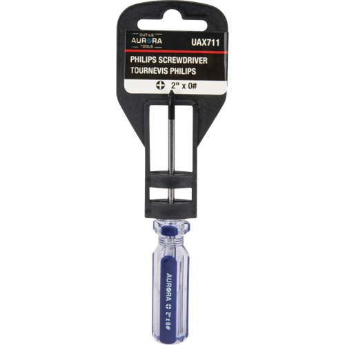 Blue Transparent Striped Philips Screwdriver, #0, Plastic Handle Oxford Builders Supplies Inc