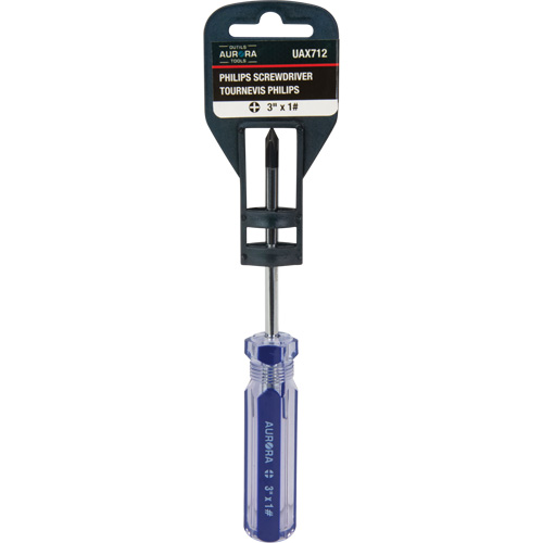 Blue Transparent Striped Philips Screwdriver, #1, Plastic Handle Oxford Builders Supplies Inc