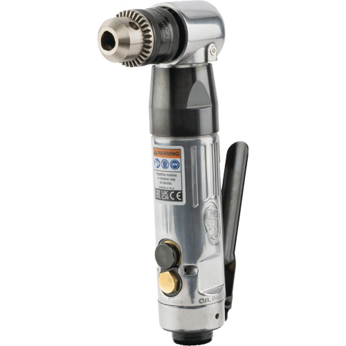 Angle Air Drill, 20.5 CFM, 1/4" NPT, 98 dBA, 3/8" Chuck, Keyed Oxford Builders Supplies Inc