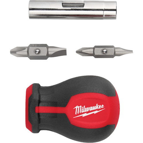 6-in-1 Stubby Multi-Bit Screwdriver, 3" L, Cushion Grip Handle Oxford Builders Supplies Inc