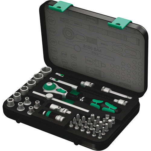 8100 SA 4 Zyklop Speed Ratchet Set, 41 Pcs, 1/4" Drive Size Oxford Builders Supplies Inc