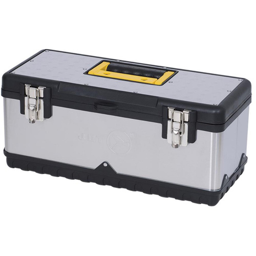Coffre &agrave; outils portatif en acier inoxydable JPSTB-20, 9-63/100" P x 20" la x 8-7/8" h, Noir/Argent Oxford Builders Supplies Inc
