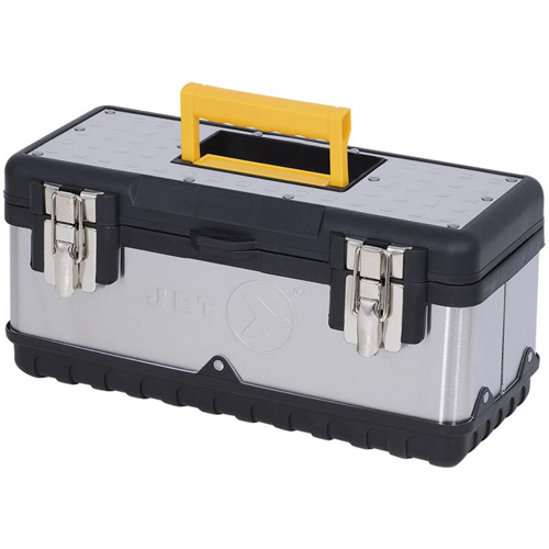 Coffre &agrave; outils portatif en acier inoxydable JPSTB-15, 6-1/4" P x 15" la x 7" h, Noir/Argent Oxford Builders Supplies Inc