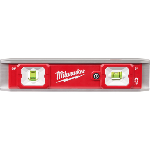 Niveau torpille &eacute;quip&eacute;e de fioles lumineuses, 9" lo, Aluminium, 2 fioles, Magn&eacute;tique Oxford Builders Supplies Inc