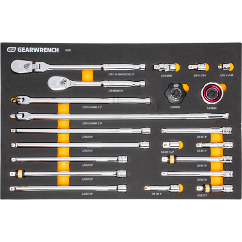 3/8" 90-Tooth Ratchet & Drive Tool Set with Foam Storage Tray Oxford Builders Supplies Inc