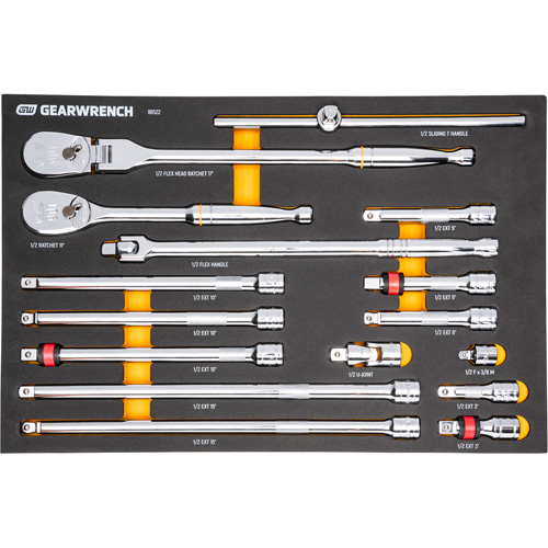 Ensemble d'outils &agrave; cliquet et d'entraînement 1/2" &agrave; 90 dents avec plateau de rangement en mousse Oxford Builders Supplies Inc