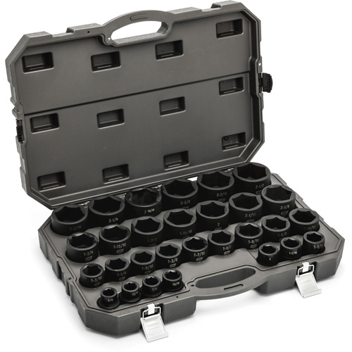 Jeu de douilles SAE &agrave; 6 pans, 29 Mcx, Chocs, Prise de 3/4" Oxford Builders Supplies Inc