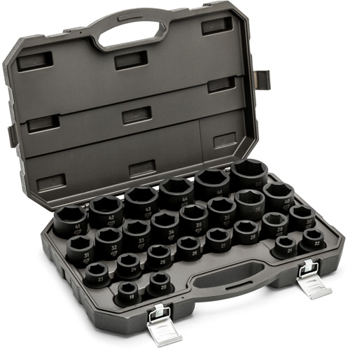 Jeu de douilles m&eacute;triques &agrave; 6 pans, 26 Mcx, Chocs, Prise de 3/4" Oxford Builders Supplies Inc