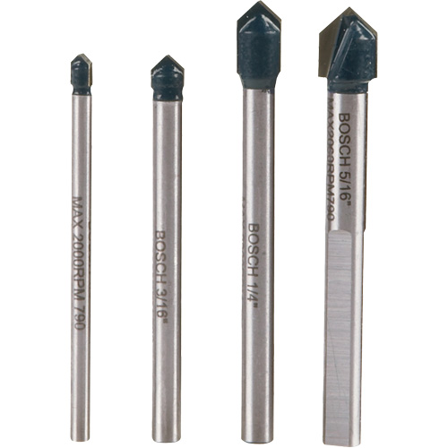 Glass & Tile Drill Bit Set, 4 Pieces, Carbide Oxford Builders Supplies Inc