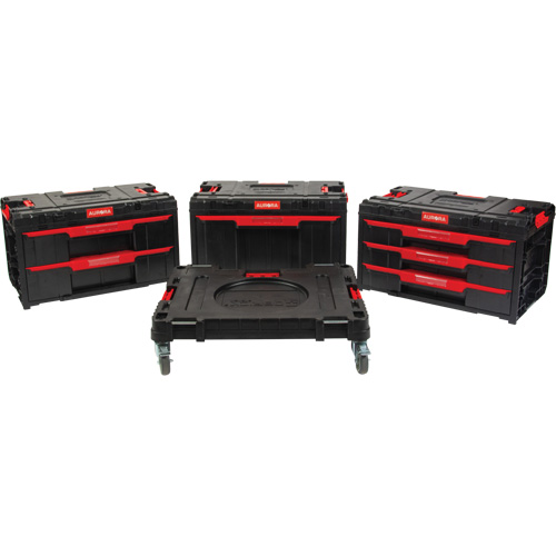 Ensemble de coffres &agrave; outils Arx de 4 morceaux avec socle &agrave; roulettes pivotantes, 23-1/10" x 15" x 22-1/2", Noir Oxford Builders Supplies Inc