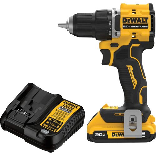 ATOMIC COMPACT SERIES Brushless Cordless Drill/Driver Kit, Lithium-Ion, 20 V, 1/2" Chuck Oxford Builders Supplies Inc