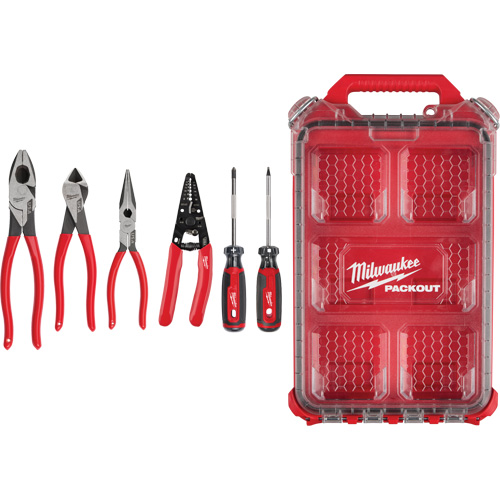 Ensemble de pinces &agrave; prise gain&eacute;e, pince &agrave; d&eacute;nuder et tournevis &agrave; prise coussin&eacute;e avec organisateur PACKOUT Oxford Builders Supplies Inc