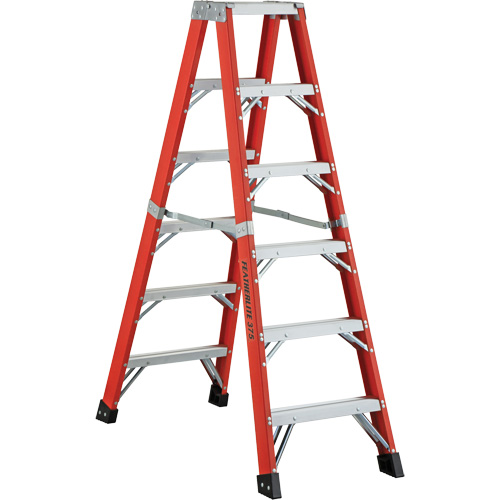 6600 AA Series Industrial Extra Heavy-Duty 2-Way Stepladders, Fibreglass, 375 lbs. Capacity, 4' Oxford Builders Supplies Inc
