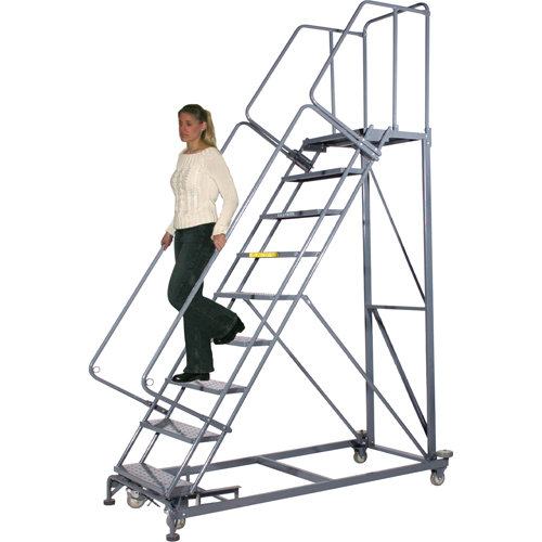 Heavy-Duty Stairway Slope Ladders, 8 Steps, Perforated, 50° Incline, 80" High Oxford Builders Supplies Inc