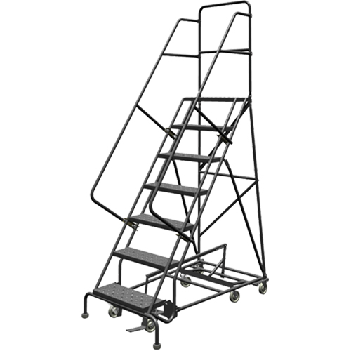 All Directional Rolling Ladder, 7 Steps, 24" Step Width, 70" Platform Height, Steel Oxford Builders Supplies Inc