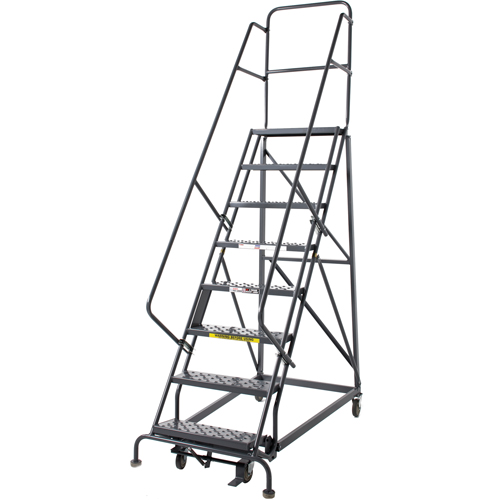 Heavy Duty Rolling Ladder, 8 Steps, 24" Step Width, 80" Platform Height, Steel Oxford Builders Supplies Inc